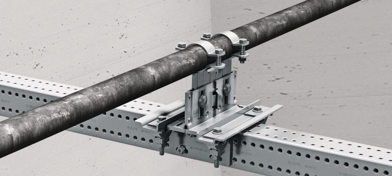 MT-FPS adaptera plāksne Adaptera plāksne trešās puses cauruļu atbalstu montāžai pie Hilti MT sijām Pielietojumi 1