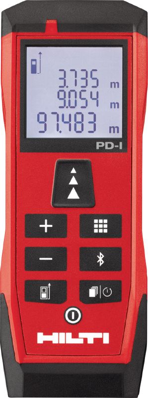 Lāzera tālmērs PD-I Izturīga lāzera mērierīce ar viedām mērīšanas funkcijām un Bluetooth savienojumu izmantošanai iekštelpās līdz 100 m attāluma
