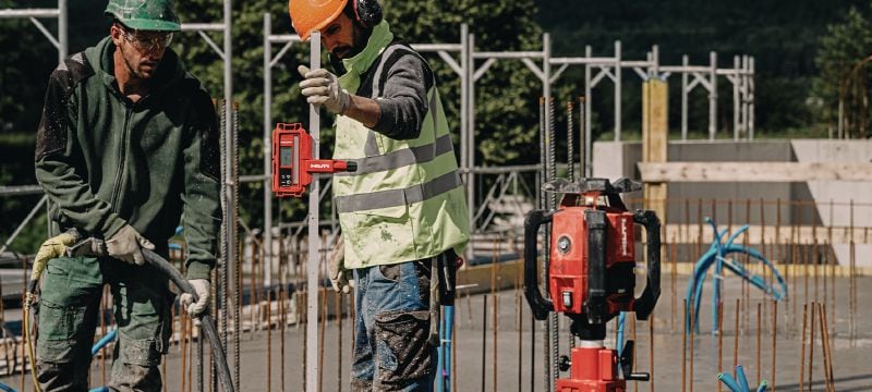 PR 40-22 viena slīpuma rotācijas lāzera nivelieris Izturīgs ārējais rotējošais lāzera līmenis ar automātiskām funkcijām liela attāluma nivelēšanai, līmeņošanai, slīpumam un kvadrātveida veidošanai (Nuron akumulatora platforma) Pielietojumi 1