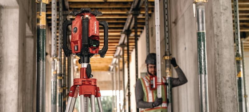 PR 40-22 viena slīpuma rotācijas lāzera nivelieris Izturīgs ārējais rotējošais lāzera līmenis ar automātiskām funkcijām liela attāluma nivelēšanai, līmeņošanai, slīpumam un kvadrātveida veidošanai (Nuron akumulatora platforma) Pielietojumi 1
