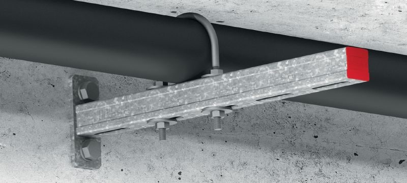 MP-UB OC (metriskā sistēma) Universālas U veida skrūves cauruļu uzstādīšanai ārpus telpām (Outdoor coated — OC) Pielietojumi 1