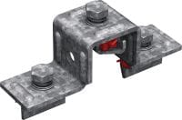 MT-CC-40/50 FL OC pilnībā gatavs lietošanai U-veida savienojums Skava ar iepriekš samontētu Fast-Lock uzgriezni un bultskrūvi starpkanālu savienojumiem ar MT statņa kanālu lietošanai ārpus telpām ar zemu piesārņojuma līmeni