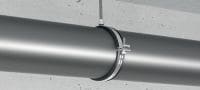 MPN-G ātri aizverama cauruļu skava (zems berzes līmenis) Sevišķas kvalitātes, ātri aizverama augstas kvalitātes cinkota cauruļu skava plastmasas cauruļu konstrukcijām Pielietojumi 1
