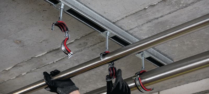 MP-U-I ātri aizverama cauruļu skava (ar skaņas izolāciju) Cinkota, ātri aizverama cauruļu skava ar skaņas izolācijas ieliktni maksimālai produktivitātei vidējas slodzes apstākļos Pielietojumi 1