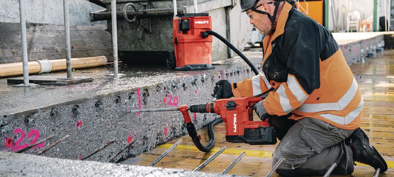 Akumulatora perforators TE 60-22 Jaudīgs akumulatora perforators SDS Max (TE-Y) ar lielu jaudas un svara attiecību lielas slodzes urbšanai un kalšanai betonā un mūrī (Nuron akumulators) Pielietojumi 1