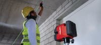 PM 20-CG 12 V punktu un šķērslīnijas līniju lāzers Kombinēts lāzera nivelieris ar zaļas krāsas staru, divām līnijām un četriem punktiem santehnikas, nivelēšanas, salāgošanas un izlīdzināšanas darbiem (12 V akumulatoru platforma) Pielietojumi 3