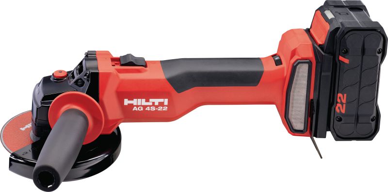 Akumulatora leņķa slīpmašīna AG 4S-22 (125 mm) Akumulatora bezogļu motora leņķa slīpmašīna ar regulējamu darbības ātrumu standarta griešanas un slīpēšanas darbiem ar ripu izmēru līdz 125 mm (Nuron akumulatoru platforma)