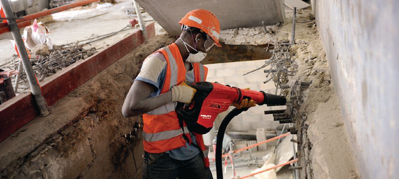 Putekļu uztveršanas sistēma TE DRS-Y Putekļu savākšanas sistēma betona urbšanai un kalšanai, izmantojot Hilti SDS Max (TE-Y) perforatorus Pielietojumi 1