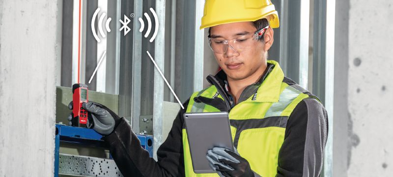 Lāzera tālmērs PD-I Izturīga lāzera mērierīce ar viedām mērīšanas funkcijām un Bluetooth savienojumu izmantošanai iekštelpās līdz 100 m attāluma Pielietojumi 1