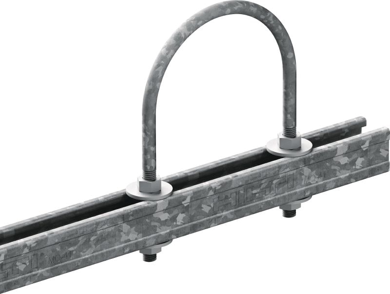MP-UB OC (metriskā sistēma) Universālas U veida skrūves cauruļu uzstādīšanai ārpus telpām (Outdoor coated — OC)