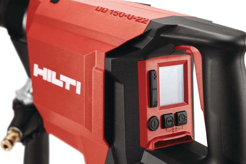 DD 150-U-22 bezvadu kroņurbis Akumulatora dimanta kroņuršanas iekārta rokas urbšanai vai urbšanai no iekārtas; urbšanas diametrs 52–162 mm (2–6-3/8) betonā vai līdz 252 mm (10) mūrī (Nuron akumulators)