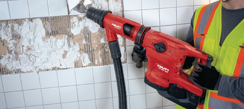 Akumulatora perforators TE 60-22 Akumulatora SDS Max (TE-Y) perforators ar aktīvo vibrācijas samazināšanas sistēmu un aktīvo griezes momenta kontroles sistēmu lielas slodzes betona urbšanas un kalšanas darbiem (Nuron akumulatoru platforma) Pielietojumi 1