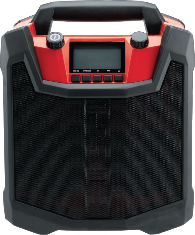 RC 4/36-DAB darba vietā izmantojams radio Izturīgs darba vietā izmantojams radio ar DAB un Bluetooth® savienošanai pārī un lādētāju, kas ir saderīgs ar 12V–36 V Hilti akumulatoriem