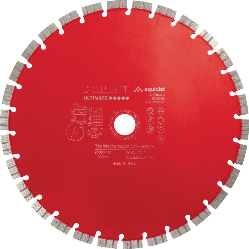 SPX Universal A dimanta disks spēka zāģiem Izcils dimanta disks ar ilgāku kalpošanas laiku, tādēļ nodrošina lielāku griešanas ātrumu un griešanas reižu skaitu vienā uzlādes ciklā, izmantojot akumulatora spēka zāģim un dažādiem pamatmateriāliem
