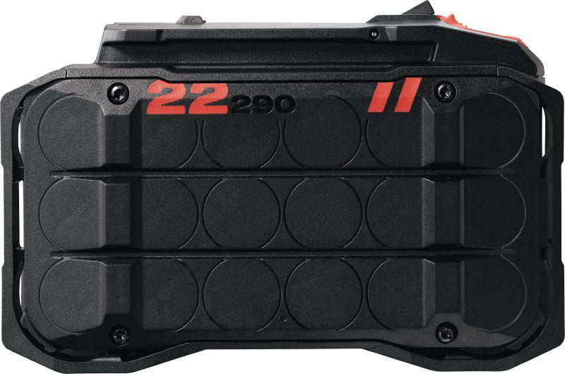 Nuron akumulators B 22-290 Augstas ietilpības 22 V litija jonu akumulators ir veidots tā, lai palielinātu lielai noslodzes Nuron instrumentu darbības laiku