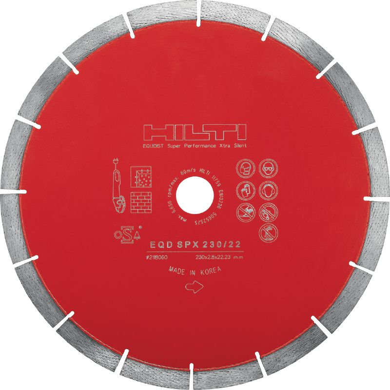 SPX Silent dimanta disks Izcils un kluss dimanta disks ar tehnoloģiju Equidist griešanas darbiem dažādos pamatmateriālos