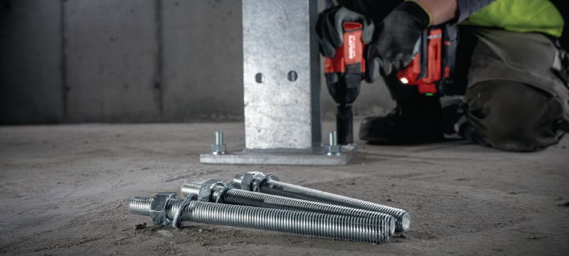 HAS 8.8 vītņstienis Vītņstienis injicējama hibrīda/epoksīda enkurošanai betonā un mūrī Pielietojumi 1