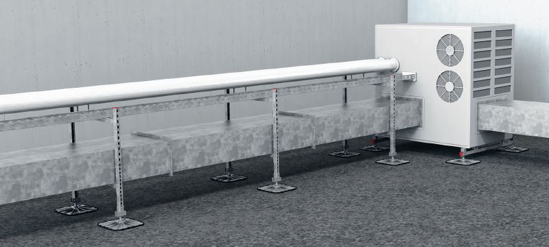 MV-LDP Izturīga slodzes sadalīšanas plāksne gaisa kondicionēšanas iekārtu, saliekamo kāpņu, ventilācijas vadu, cauruļvadu vai vadu reņu uzstādīšanai uz plakaniem jumtiem Pielietojumi 1