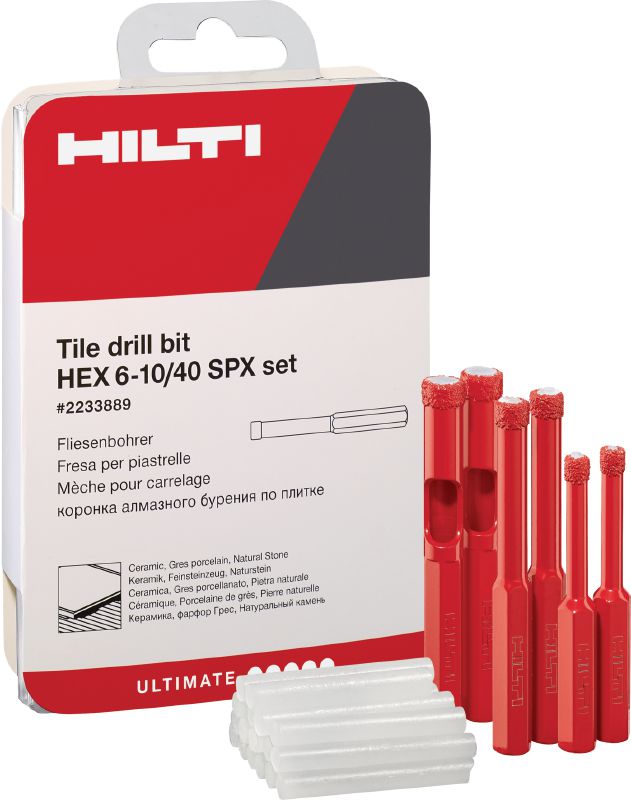 Tile drill bit HEX 6-10/40 SPX komplekts 