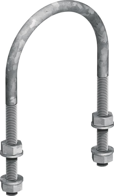 MP-UB OC (metriskā sistēma) Universālas U veida skrūves cauruļu uzstādīšanai ārpus telpām (Outdoor coated — OC)