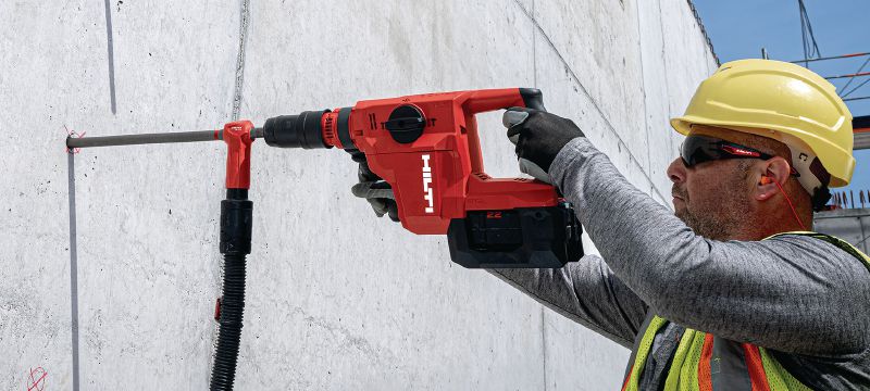 Akumulatora perforators TE 50-22 Kompakta SDS Max (TE-Y) akumulatora triecienurbjmašīna ar mazāku svaru, lielāku jaudu un zemāku vibrācijas līmeni urbšanas un kalšanas darbiem betonā Pielietojumi 1