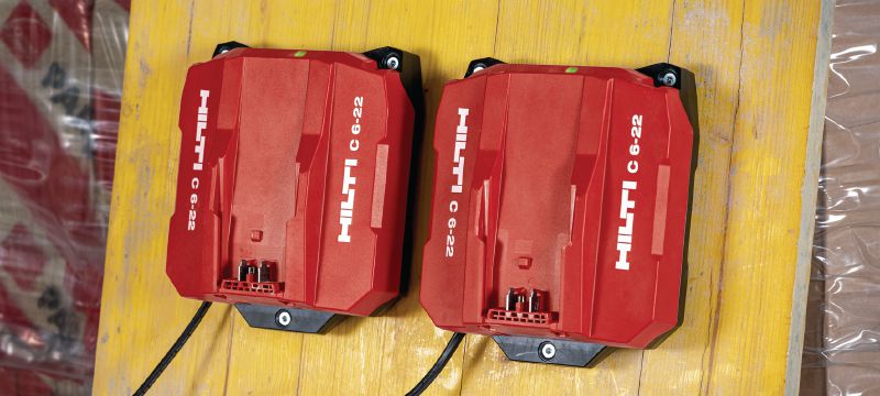 C 6-22 Nuron ātrais lādētājs Ātrdarbīgs lādētājs visiem Hilti Nuron akumulatoriem Pielietojumi 1