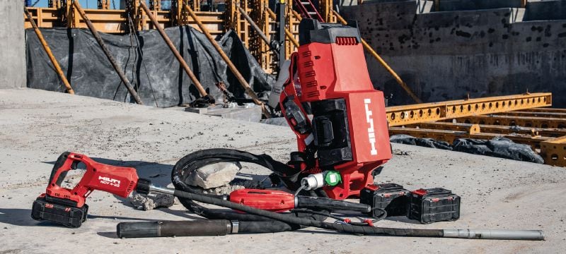 NCV 10-22 uz muguras pārnēsājams betona vibrators Uz muguras pārnēsājams akumulatora vibrators betonam ar bezogļu motoru (Nuron akumulatoru platforma). Piemērots sienu, paneļu un pamatu sablīvēšanai Pielietojumi 1