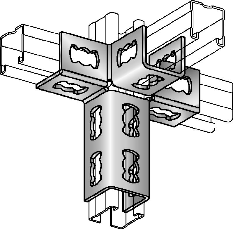 MQV-4/3 D Galvanizēts kanāla savienotājs trīsdimensiju konstrukcijām