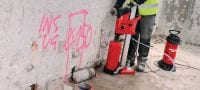 Kroņurbšanas iekārta DD 160 Kompakta, bet jaudīga dimanta kroņurbšanas iekārta 25–202 mm (31/32–7-15/16 collu) diametra urbumu izveidei betonā, izmantojot statīvu Pielietojumi 3