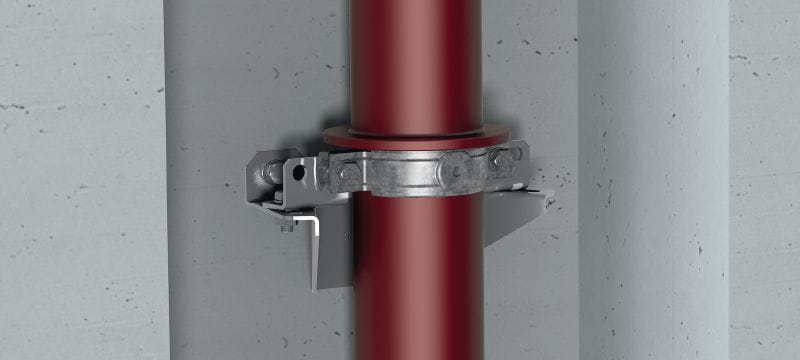 MFP-V vertikāls nekustīgais balsts Augstas elastības cinkotu izejošo cauruļu atbalsta komplekts vertikālām čuguna cauruļvadu konstrukcijām Pielietojumi 1