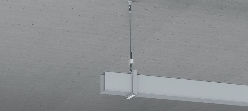 Troses slēdzenes MW-EB L komplekts ar stiepļu trosi, galā uzstādīta skrūve ar cilpu Stiepļu trose ar iepriekš uzstādītu vītņskrūvi ar cilpu un regulējamu slēdzeni, lai stiprinājumi nepieskartos betonam un tēraudam Pielietojumi 1