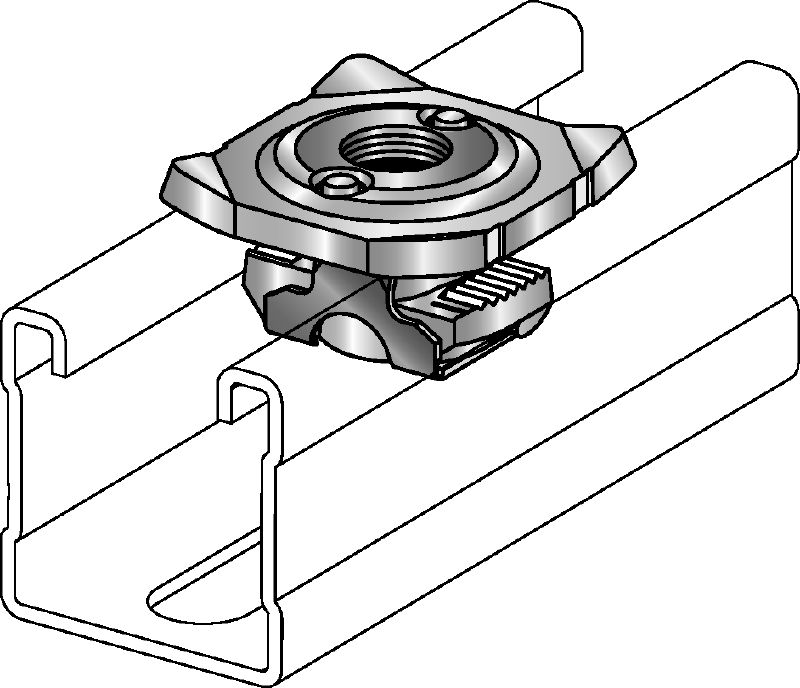 MQA-R Nerūsošā tērauda cauruļu spaiļu paplāksne vītņotu komponentu savienošanai ar MQ statņu tipa kanāliem