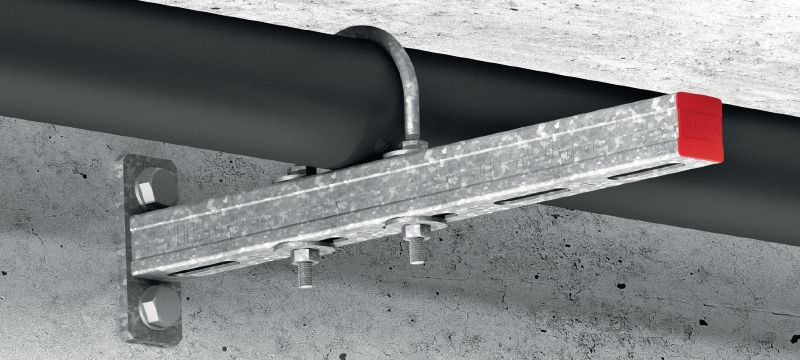 MP-UB OC (metriskā sistēma) Universālas U veida skrūves cauruļu uzstādīšanai ārpus telpām (Outdoor coated — OC) Pielietojumi 1