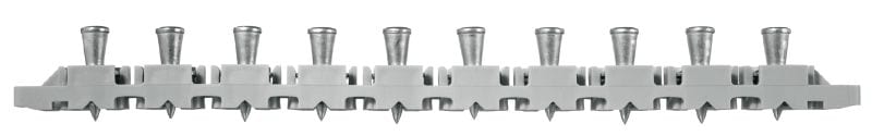 Metāla seguma stiprinājumi (lentē) X-ENP MXR Naglas lentā metāla seguma stiprināšanai pie tērauda konstrukcijām, izmantojot pulvera montāžas naglu pistoles, darbus veicot stāvus