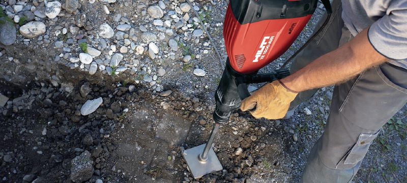 TP-STP Universāla blietēšanas rīka galva pamatmateriāla presēšanai, izmantojot savienojumu SDS Max (TE-Y) un kātu TE-S Pielietojumi 1