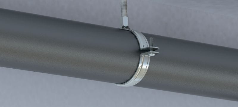 MP-P cauruļu skava Mazai slodzei paredzēta standarta cinkota cauruļu skava bez skaņas izolācijas Pielietojumi 1