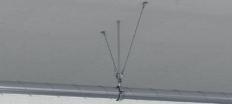 Troses slēdzenes MW-LP L komplekts ar stiepļu trosi, galā uzstādīta skrūve ar cilpu Stiepļu trose ar gala cilpu un regulējamu slēdzeni, stiprinājumu norobežošanai no atbilstošiem ēku elementiem Pielietojumi 1