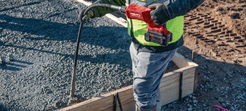 NCV 4-22 akumulatora vibratori betonam Rokas akumulatora vibratori betonam ar bezogļu motoru nelielu poru sablīvēšanai (Nuron akumulatora platforma) Pielietojumi 1