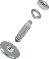 S-BT-EF HC skrūve ar vītni Skrūvējama nagla ar vītni (no oglekļa tērauda, metriskā sistēma) elektriskajiem savienojumiem pie tērauda mēreni korozīvā vidē. Ieteicams izmantot 120 mm ² vadu ar maksimālu šķērsgriezumu