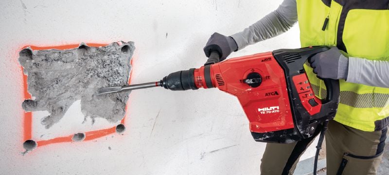 Perforators TE 70-ATC/AVR Īpaši jaudīgs un lielai slodzei paredzēts perforators SDS Max (TE-Y) urbšanas un kalšanas darbiem betonā Pielietojumi 1
