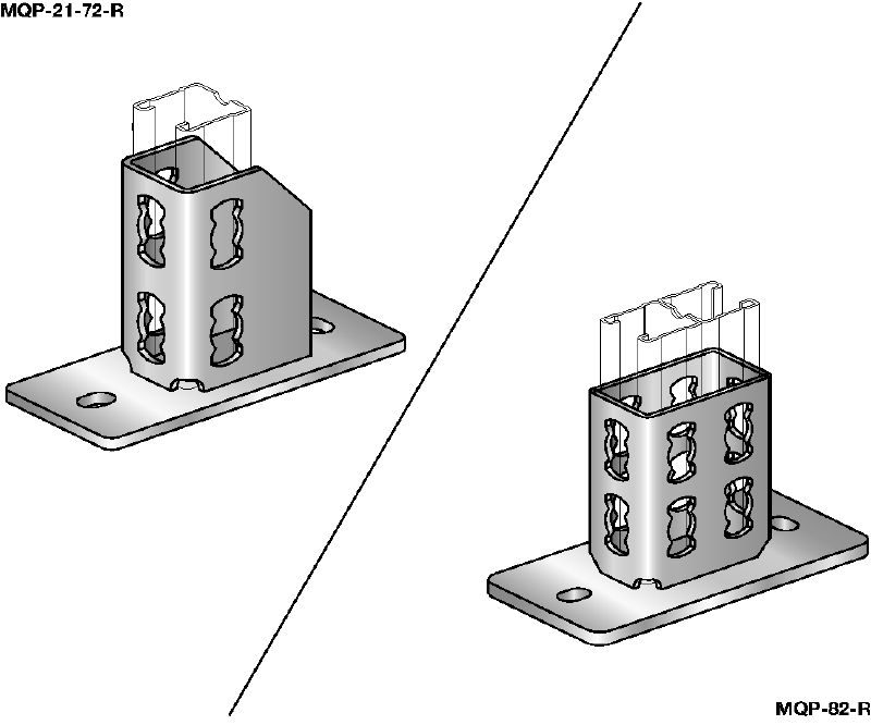 MQP-R Nerūsošā tērauda (A4) kanāla pamatne kanālu stiprināšanai pie dažādiem pamatnes materiāliem