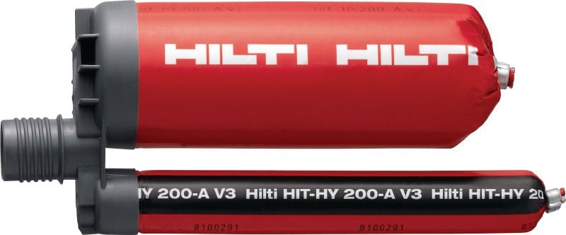 HIT-HY 200-A ķīmiskais enkurs Izcilas veiktspējas injicējama enkurmasa – ķīmiskais enkurs ar īsu nogatavināšanas laiku. Apstiprināts izmantošanai strukturālās balstplātnes un savienojuma ar ielīmējamu stiegru enkurošanai pie betona